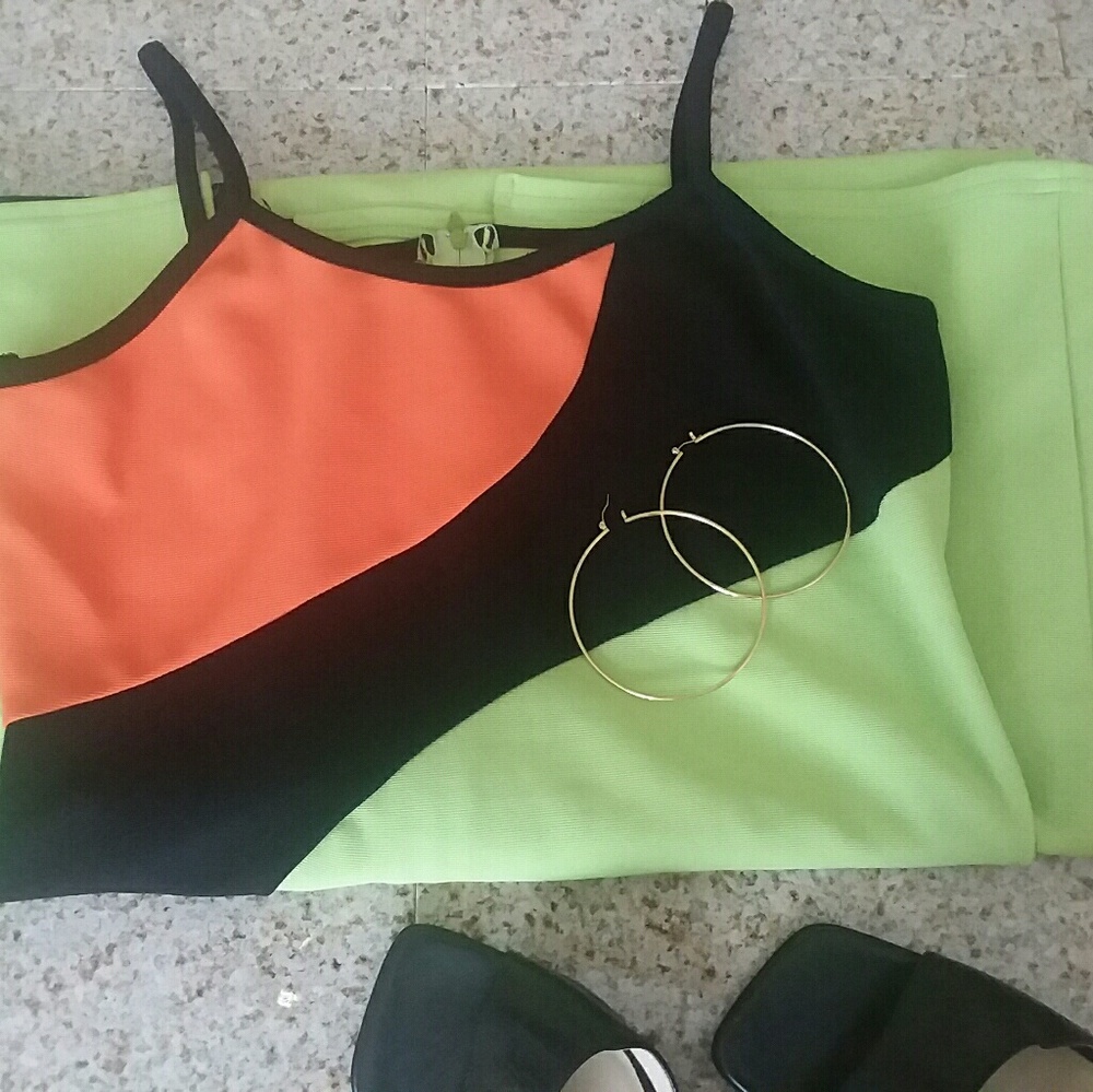 💜Colorblock Maxi Dress Sz L💜 - Picture 1 of 7